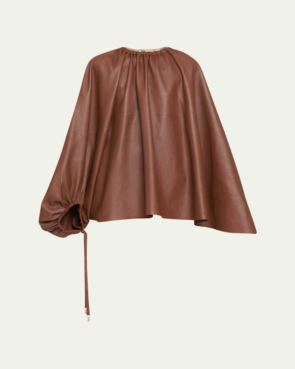 Wilmer Asymmetric Leather Cape Top